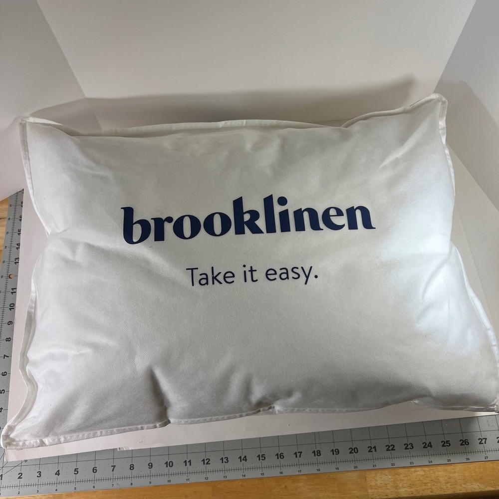 Brooklinen Standard Medium Down Pillow Canadian Fill Cotton Sateen Shell 28oz
